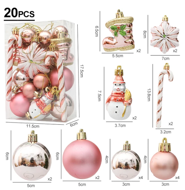 29/20Pcs Christmas Ornaments - Snowman, Candy Cane, Star