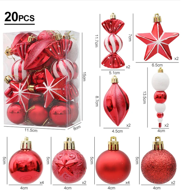 29/20Pcs Christmas Ornaments - Snowman, Candy Cane, Star