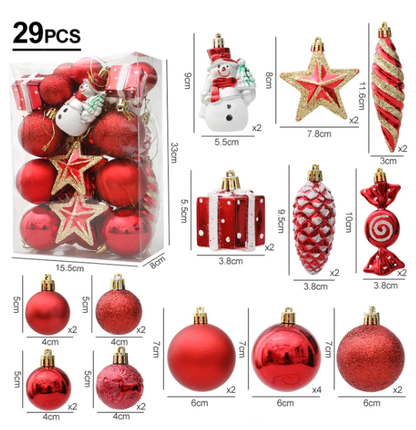 29/20Pcs Christmas Ornaments - Snowman, Candy Cane, Star