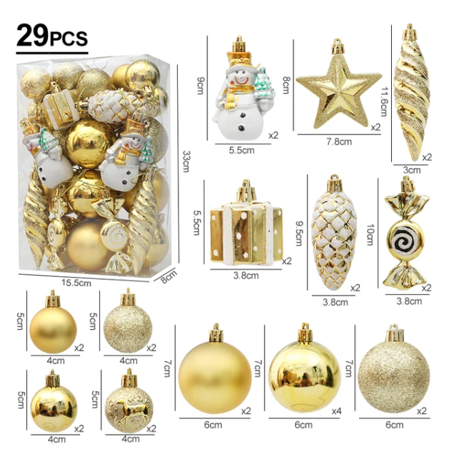 29/20Pcs Christmas Ornaments - Snowman, Candy Cane, Star