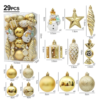 29/20Pcs Christmas Ornaments - Snowman, Candy Cane, Star