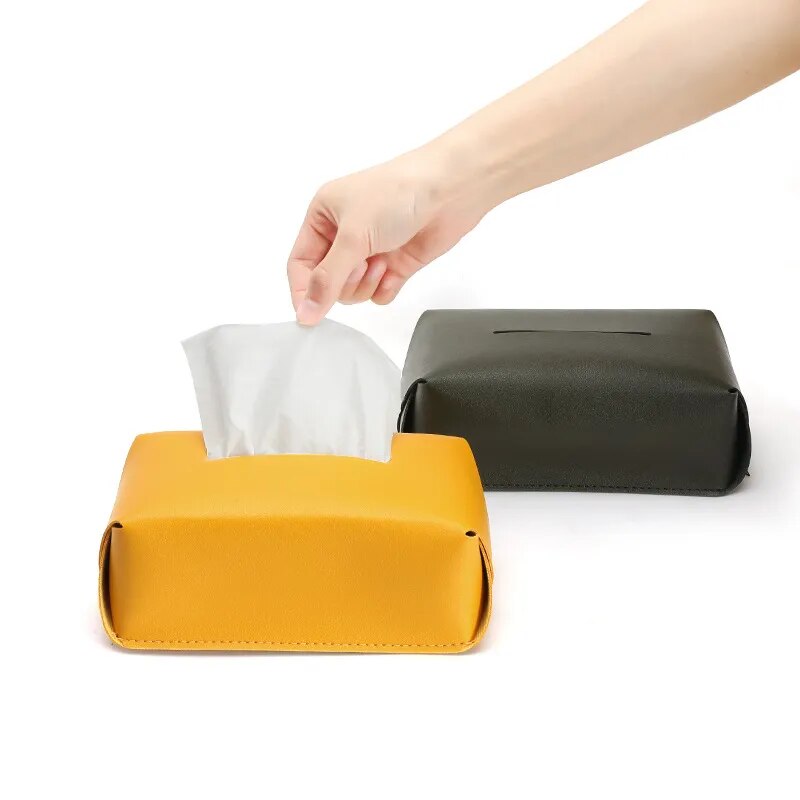 Faux Leather Tissue Box Cover