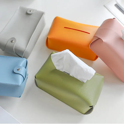 Faux Leather Tissue Box Cover