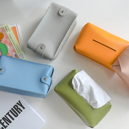 Faux Leather Tissue Box Cover