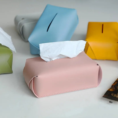 Faux Leather Tissue Box Cover